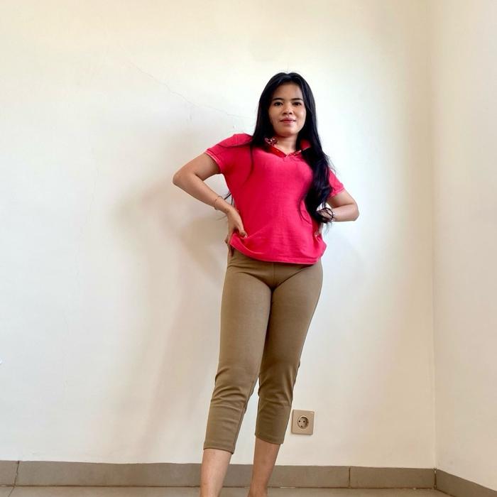 Celana Legging Lorina Panjang 7/8 Katun Premium Wanita Warna Dan Hitam Anti Sesak