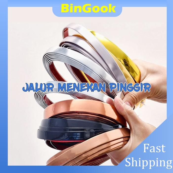 List Plat Strip Gold Mirror Sticker / List Strip Emas Rata Cermin Stiker Dekorasi Dinding / Dekorasi