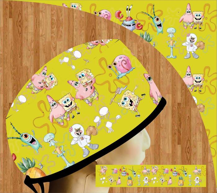 Topi dokter/Scrub hat/Surgical cap/Headcap printing premium spongebob 0611
