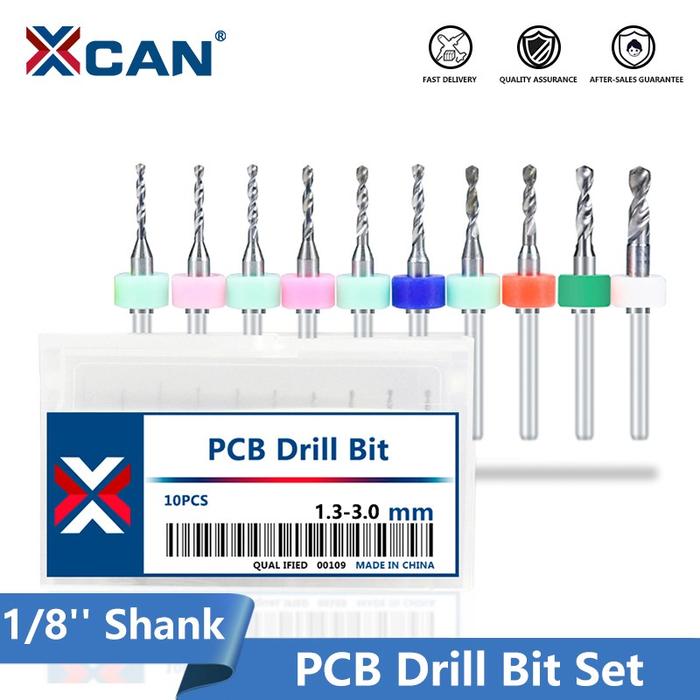 XCAN Set Mata Bor PCB, Mata Bor Mikro Papan Sirkuit 1/8 Inci, Alat Bor