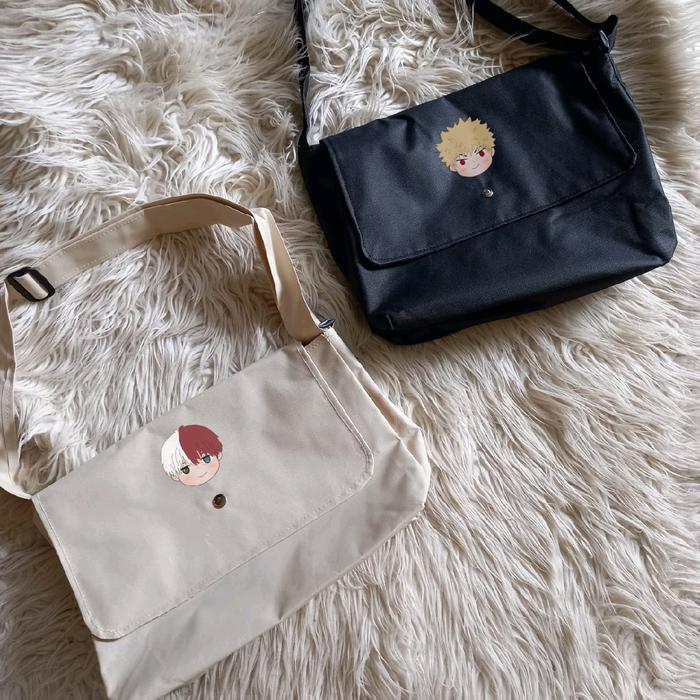 tas selempang my hero academia sling bag kanvas premium dan bahan jeans tan selempang jean todoroki