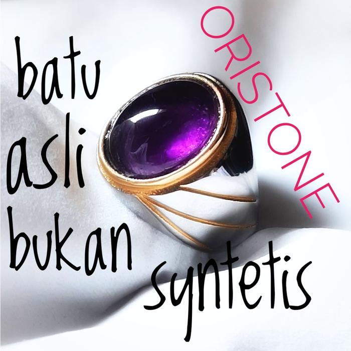 Batu Cincin Kecubung Asli Ungu Ikatan Titanium