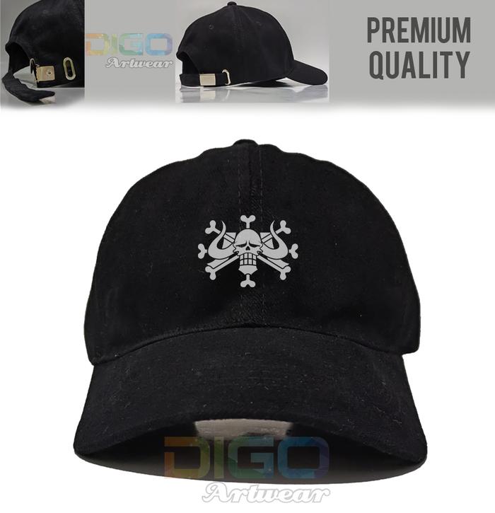 Topi Bajak Laut Binatang Buas Kaido One Piece Premium Caps Cotton Raffel Hitam Unisex Casual