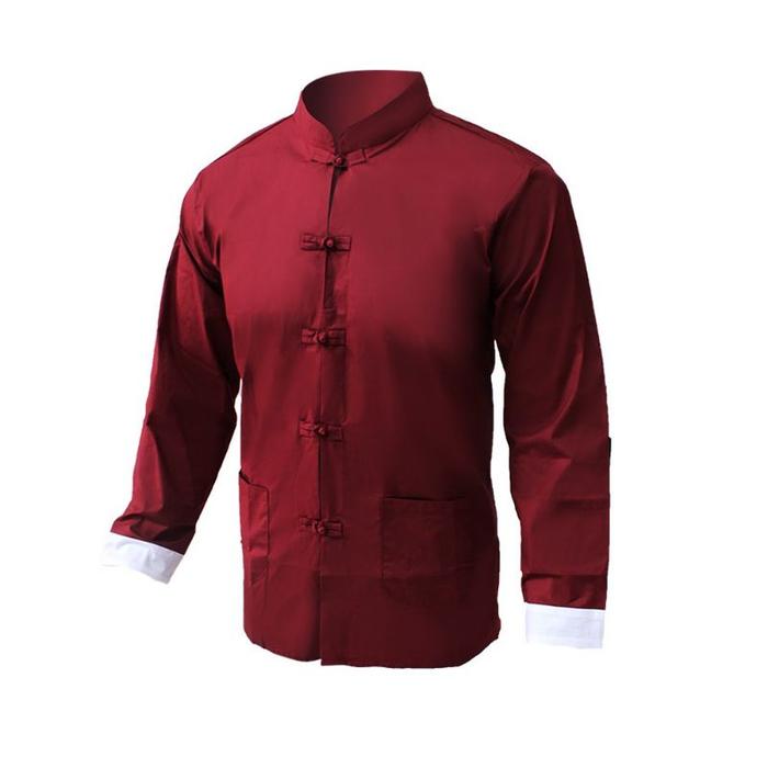 KEMEJA BAJU HEM IMLEK PRIA CHINESE YEAR CNY SINCIA SHIRT WARNA MERAH MAROON ALL SIZE LENGAN PANJANG