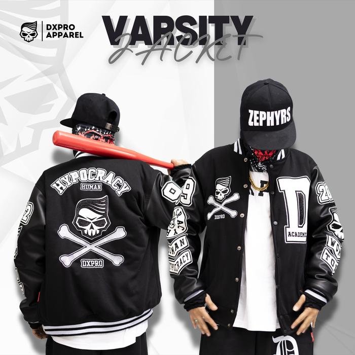 Jaket Varsity Dxpro 99 Humanity EMBORDERY Hitam FS