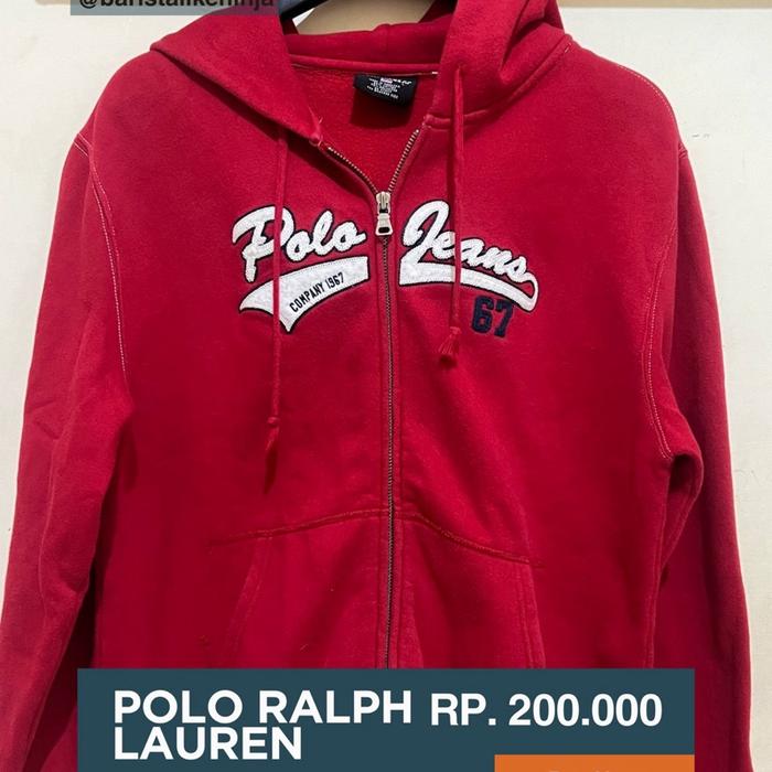Vintage Polo Ralph Lauren / Polo Jeans 67 Hoodie Jacket Youth Red Full Zip Original