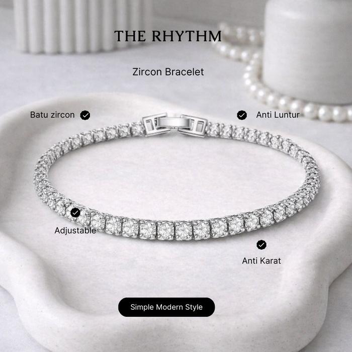 Live - Stone Zircon Bracelet Gelang Zircon Asli Bentuk Klip