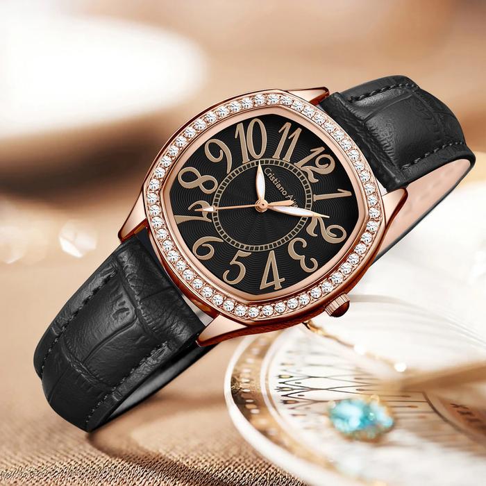 BARU  Cristiano Aillen Jam Tangan Wanita 0863 Kulit Leather Original Analog Turbine Water Resistant 
