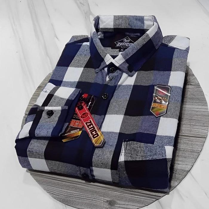 baju hm laki laki 2024 baju kemeja flanel pria Lembut Nyaman Motif Kotak Panjang