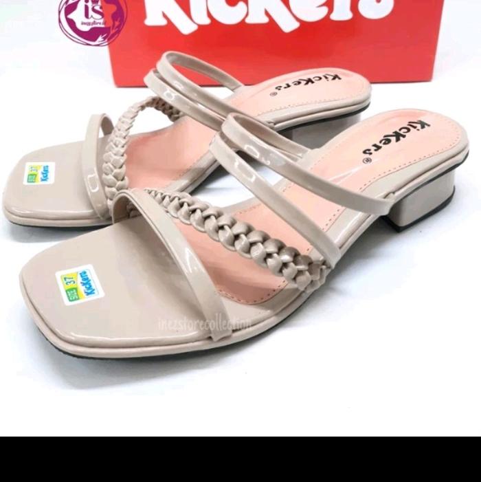 Sandal Hak Tahu 3 cm Edrea Tali Kepang Hak Kotak