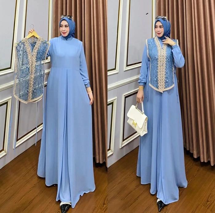 GEEDO - Gamis Lora Maxi 2025 Model Terbaru Gamis Simpel Elegan Dress Kondangan Dress Brokat
