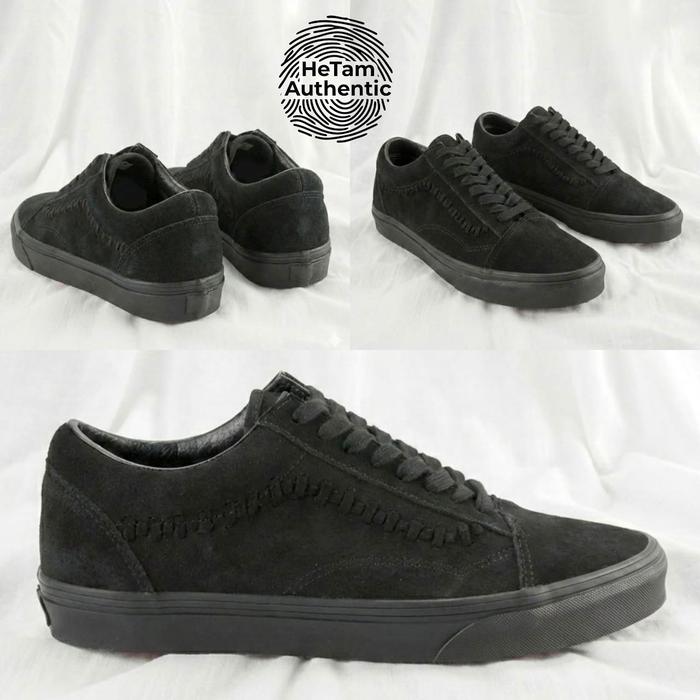 VANS Old Skool Triple Black Suede Leather Kulit Original Full Hitam