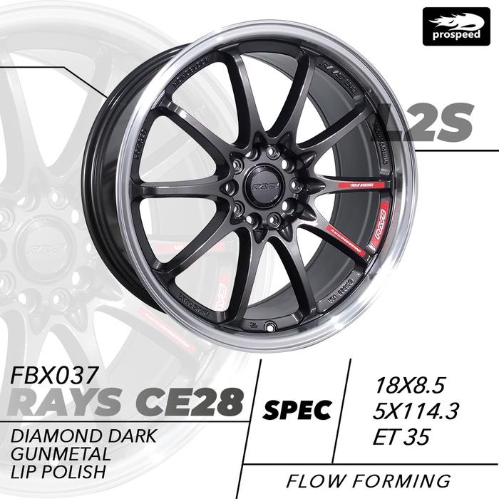 FBX037/RAYS CE28 DIAMOND DARK GUNMETAL/LIP POLISH VELG JF LUXURY R18