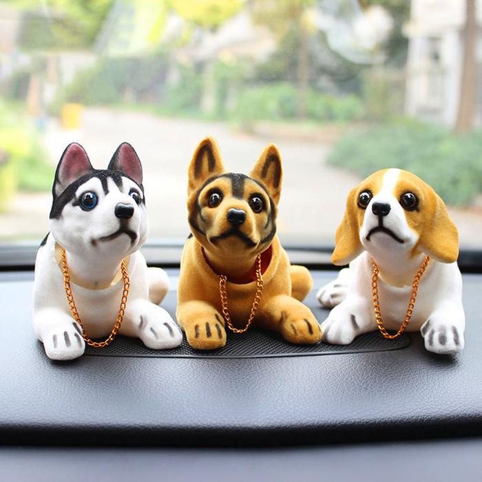 Boneka Mobil Husky Beagle Bernard Gembala Kepala Goyang Dekorasi