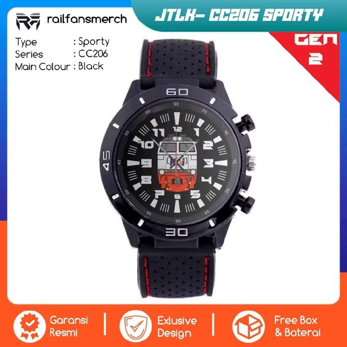 Railfansmerch Jam tangan Lokomotif kereta api CC206 Sporty