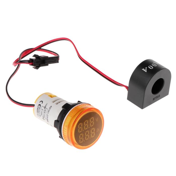 Digital Voltmeter Ammeter 22mm Round AC 50-500V 0-100A Voltage Volt