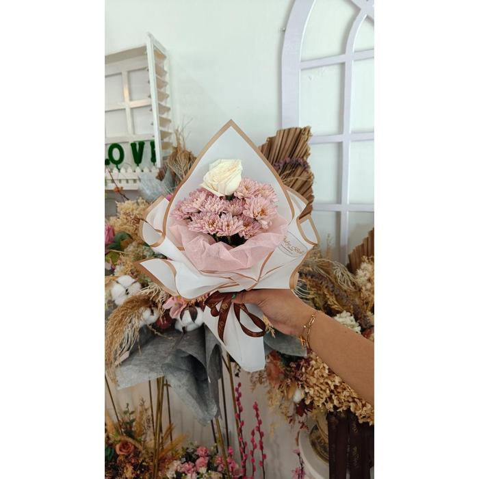 Buket Mini Buket Mawar Mini Hand Bouquet Single Rose Mawar Baby Buket Good Quality