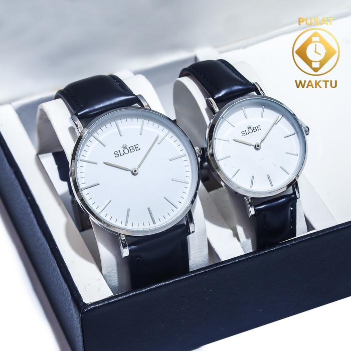 Watches SLOBE Jam Tangan Couple Kulit Original Garansi Full Set Pusat Waktu