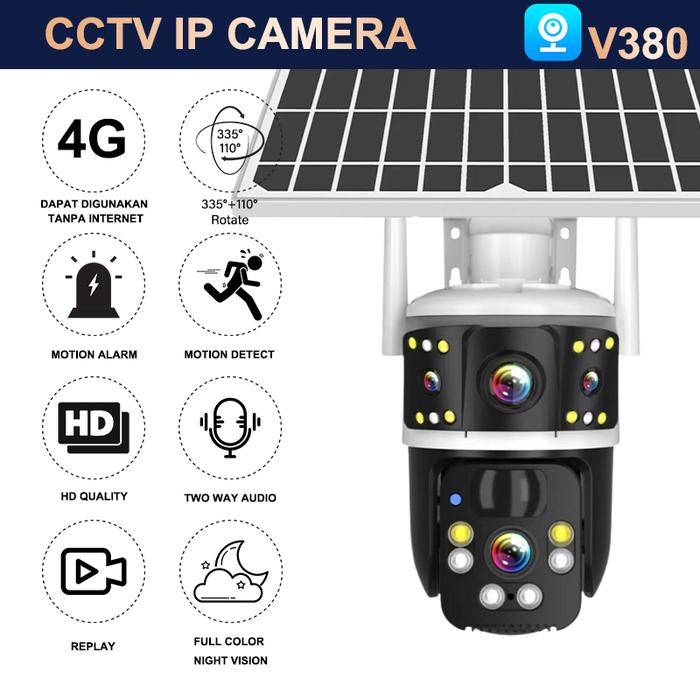 V380 Pro Solar Cctv Camera Outdoor  Hd 1080P Kamera Automatic Tracking Infrared Night Vision Cctv