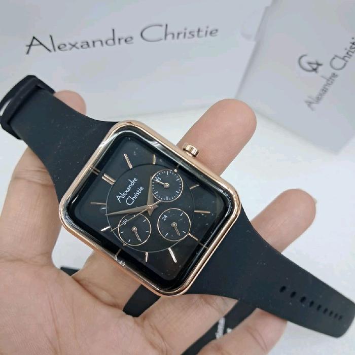 JAM TANGAN ALEXANDER CHRISTIE WANITA ORIGINAL BLACK RUBBER STRAP 2744 AC 2744 AC2744 ACF2744 JAM AC