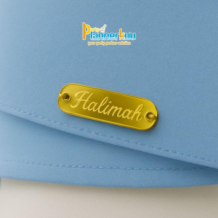 Label Aksesoris Initial Akrilik Acrylic Brand Miror Hijab Logo Kerudung Muslim Peniti GoldJilbab Muk