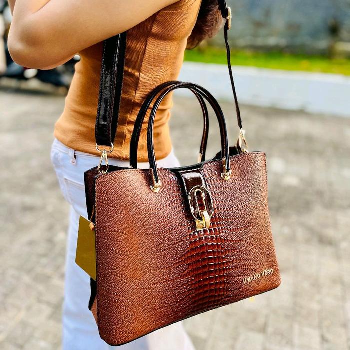 Umano Vero 3949 Xaverio Croco Glosy Lengkap Tali Panjang Tas Pesta Tas Cantik Tas Wanita Tas Kantor 
