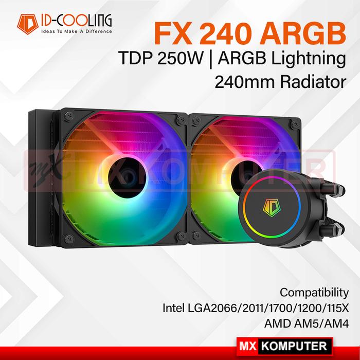 ID-COOLING FX240 ARGB 240mm AIO CPU Liquid Water Cooling Intel AMD