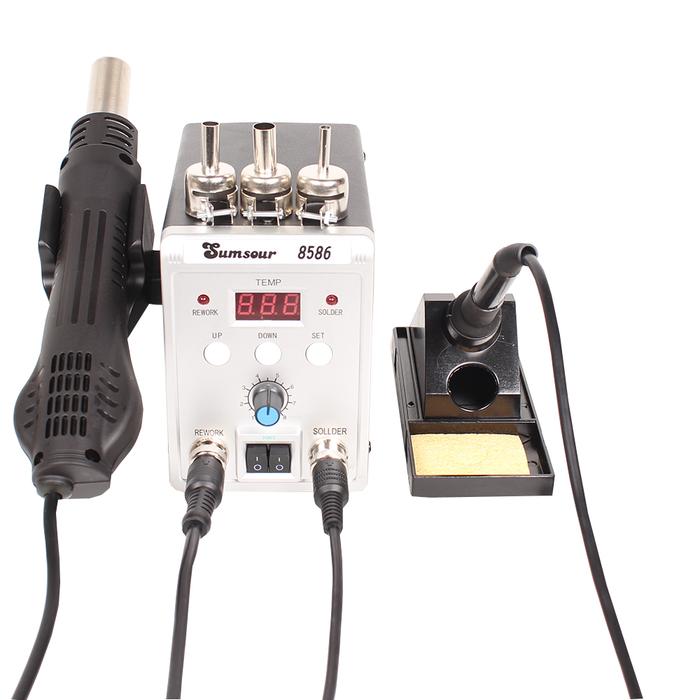 2 in 1 SMD Rework Soldering Station 8586 700W Hot Air Gun 60W Solder