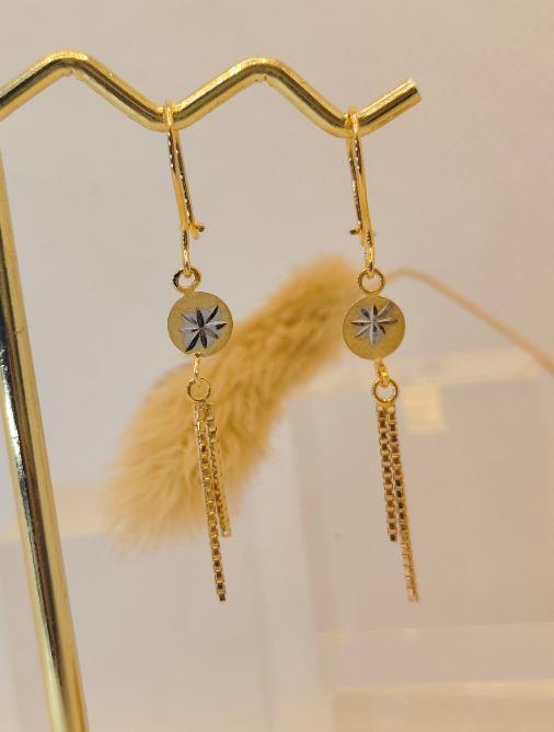 anting emas 8k model variasi drop panjang bola