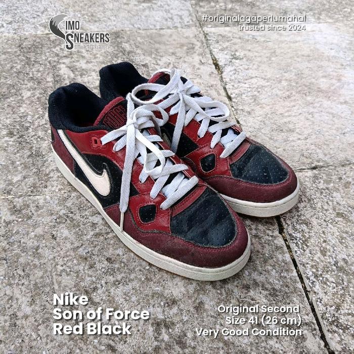 Nike Son of Force Merah Hitam Putih Sepatu Sneakers Original