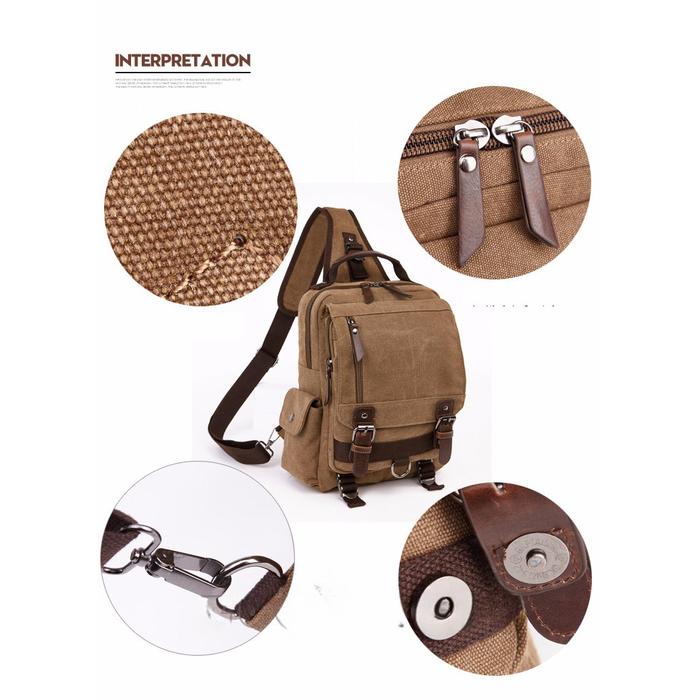 COD ZUO LUN DUO Tas Selempang Sling Bag Crossbody Canvas Retro Style Large - 8596 Terbaru Kanvas Pri