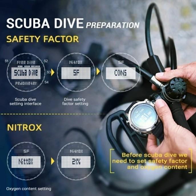 North Edge Aqua Jam Tangan Pria Diving Altimeter Kompas Barometer