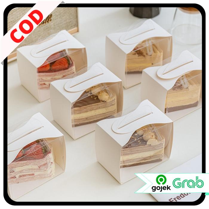 KAISSO - BOX KUE SEGITIGA MILLE CREPES KOTAK KEMASAN MINI KUE POTONG SLICE CAKE BOX PACKAGING TRANSP