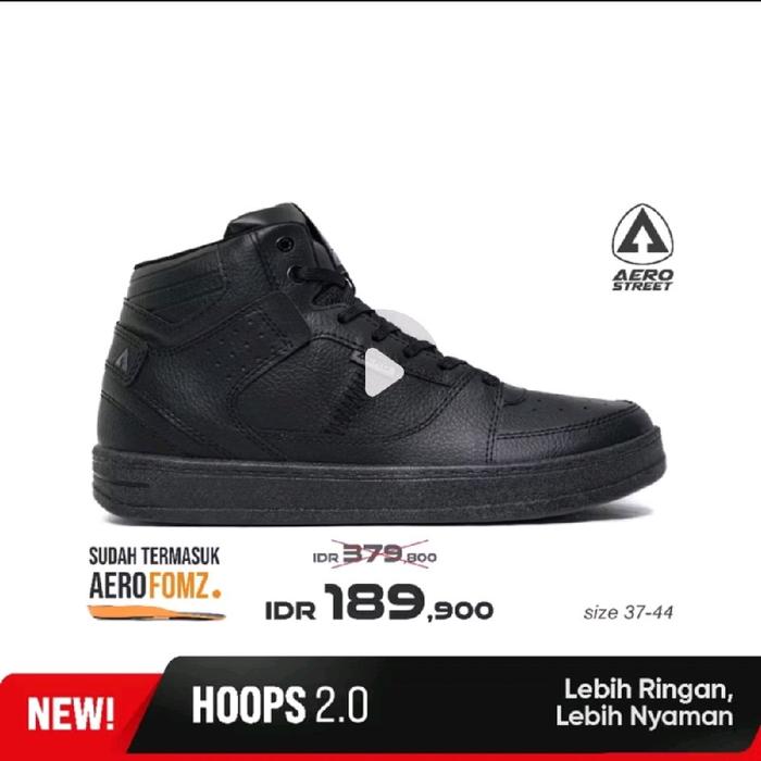 [TERMURAH 100% Original AEROSTREET] Aerostreet 37-44 Hoops High Putih Hitam Hoops High All Hitam Sep