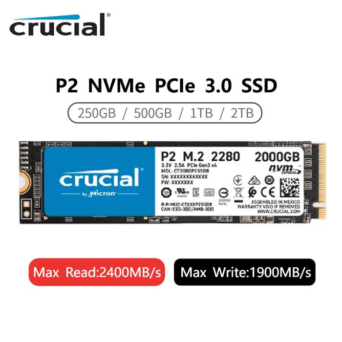 Original SSD Crucial P2 Micron 500GB 1TB 2TB SSD PCIe Gen3x4 M.2 2280