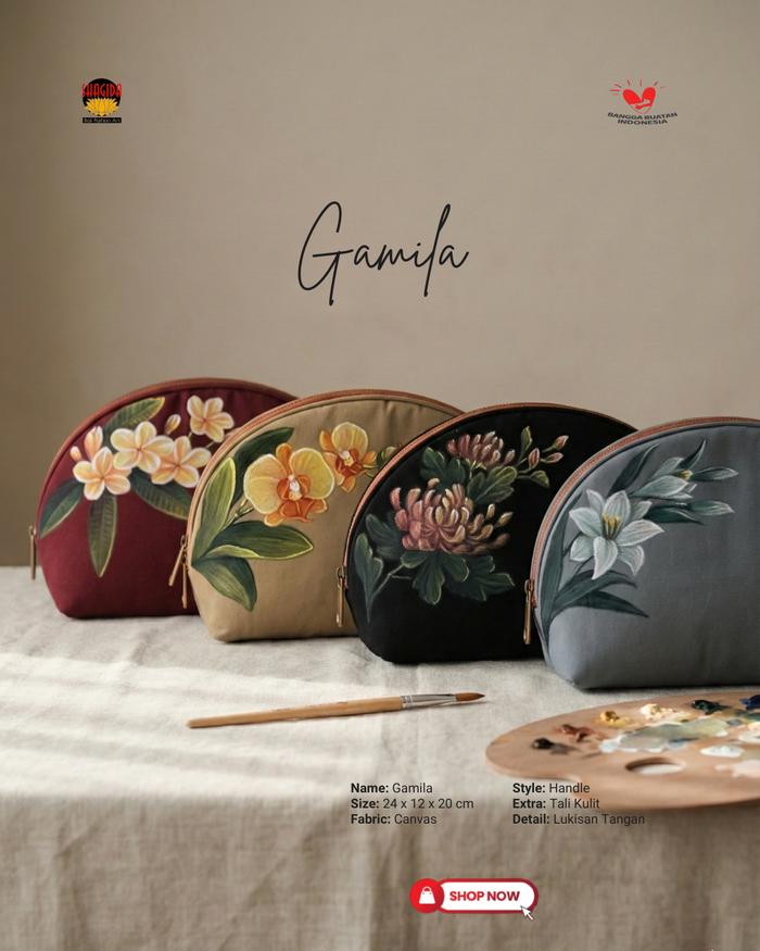 SHAGIDA Tas Lukis Pouch Handle Bag Gamila Souvenir & Oleh-oleh Khas Bali Desain Unik dan Menarik Coc