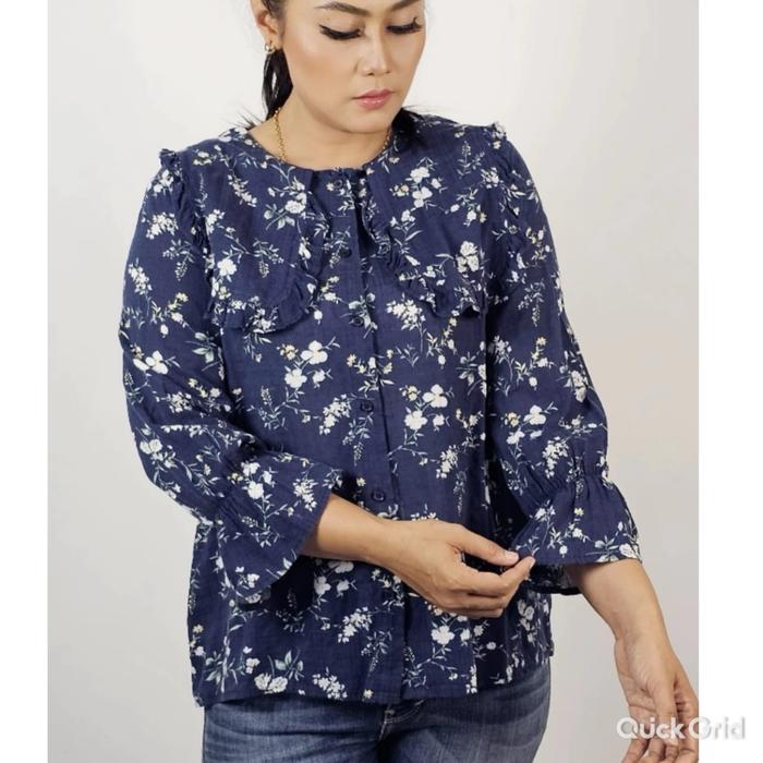 BG 25 Blouse motif bunga telang