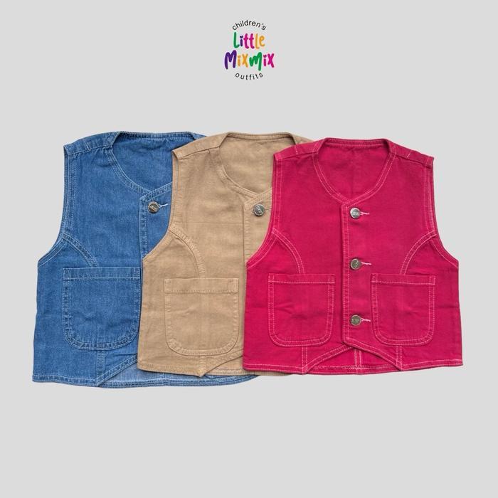 Mixmix Vest Denim - Vest Rompi Jeans Anak 2 - 7 Tahun Unisex Terlaris