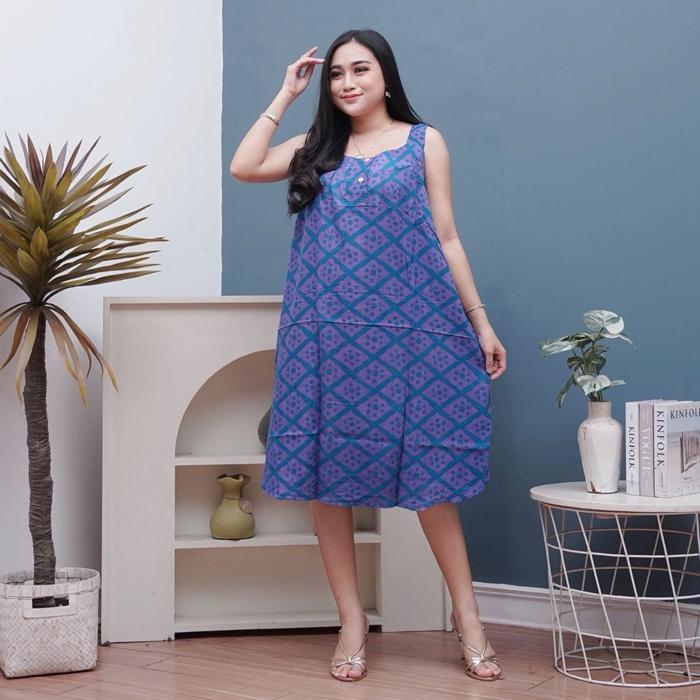 Daster Wanita Tanpa Lengan Yukensi Rayon Premium Ld 120 Kancing Dada Busui Kain Katun Tebal Halus Dr