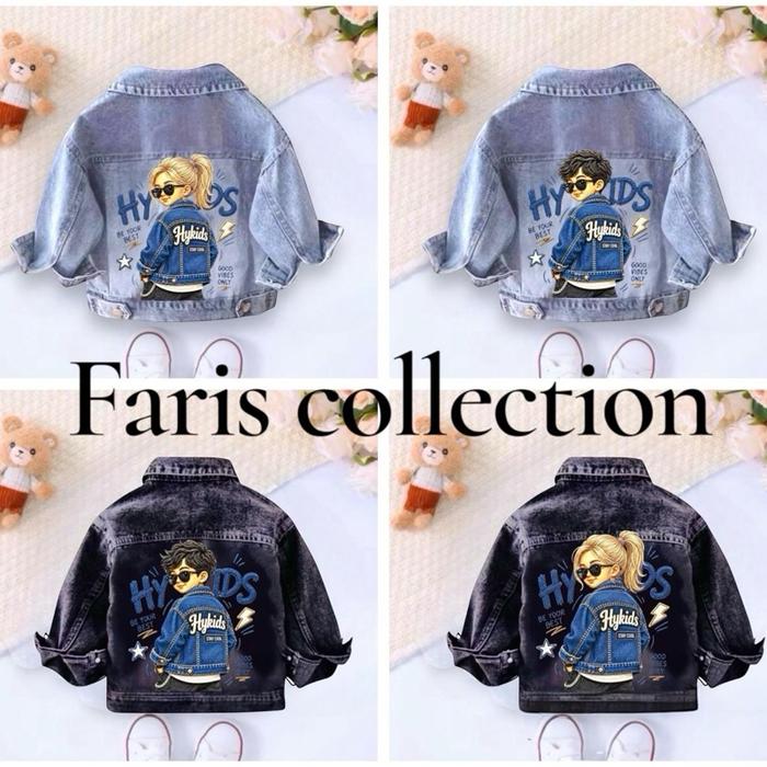 Faris Collection Jaket Jeans Anak Karakter Usia 1-12 Tahun Bahan Denim Adem Lembut Cocok untuk Balit