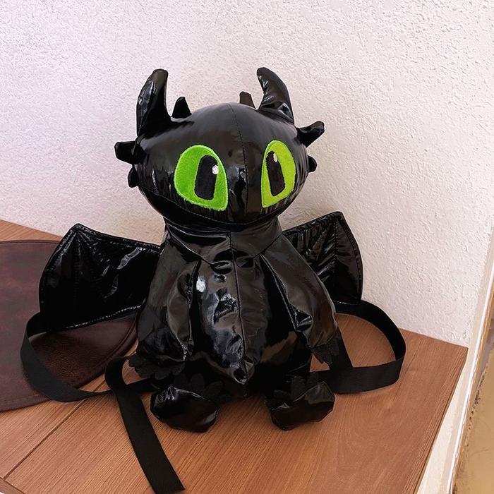 Tas Ransel Boneka Toothless Gantungan Night Fury PU JK Style/Tas Sekolah Anak Boneka Populer Tas Cut