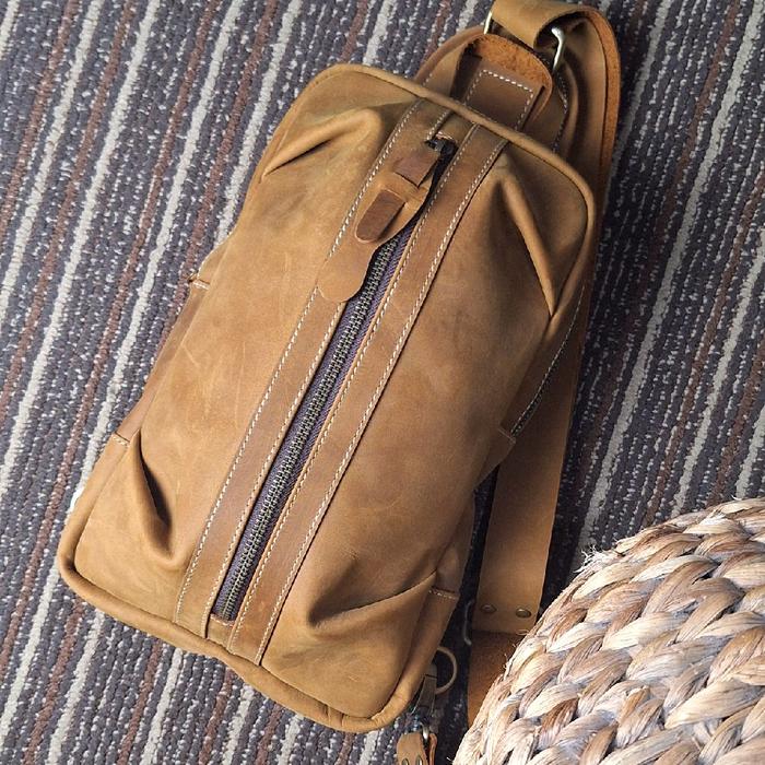 RFL Genuine Leather - Tas Pria Kulit Asli Waist Bag dengan Finishing Crazy Horse - Tas Selempang Pri