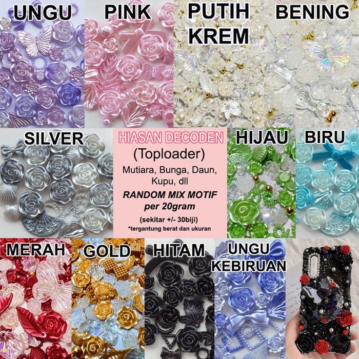 Hiasan Decoden Case Manik Toploader Resin Bunga Daun Pearl Mutiara Topping Slime Flower DIY Craft Re