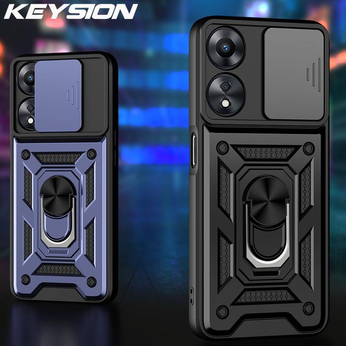 KEYSION Shockproof Armor Case for OPPO A78 5G Slide Camera Lens