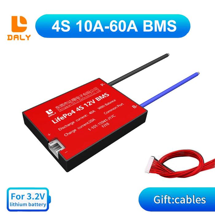 Daly 12V 4S LiFePO4 BMS 10A 15A 20A 30A 40A 50A 60A Tahan Air BMS