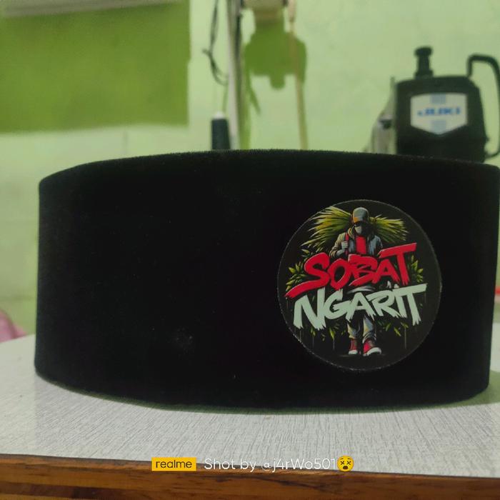 Songkok Sobat Ngarit Peci Motif sablon printing   Logo Nyaman Pria Kopiah Unik Dewasa Hitam - Model 