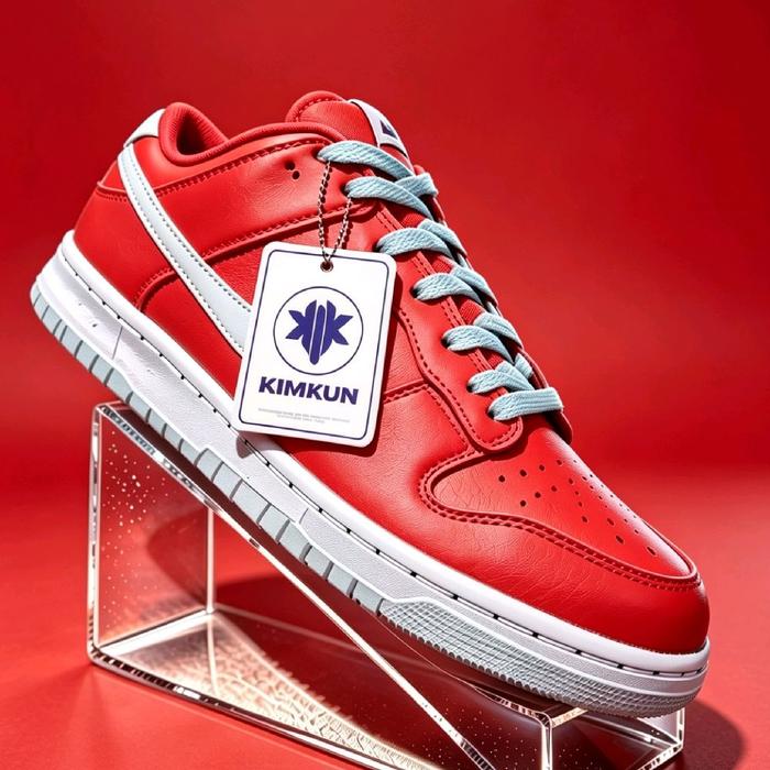 Sneakers Kimkun Casual Dunk Low By You Merah Putih Kustomisasi Resmi 100% Original dengan Desain Eks