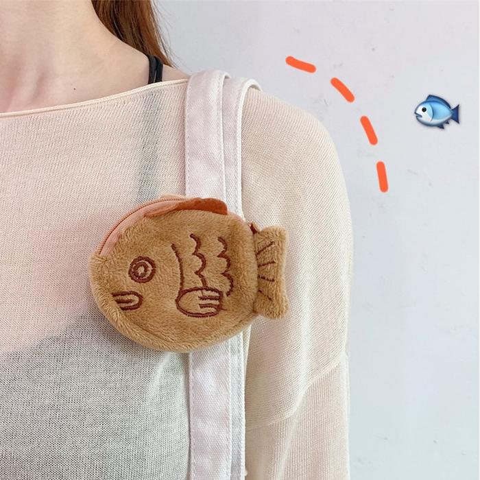 dota dompet koin headset taiyaki kue ikan import jepang bulu plush purse