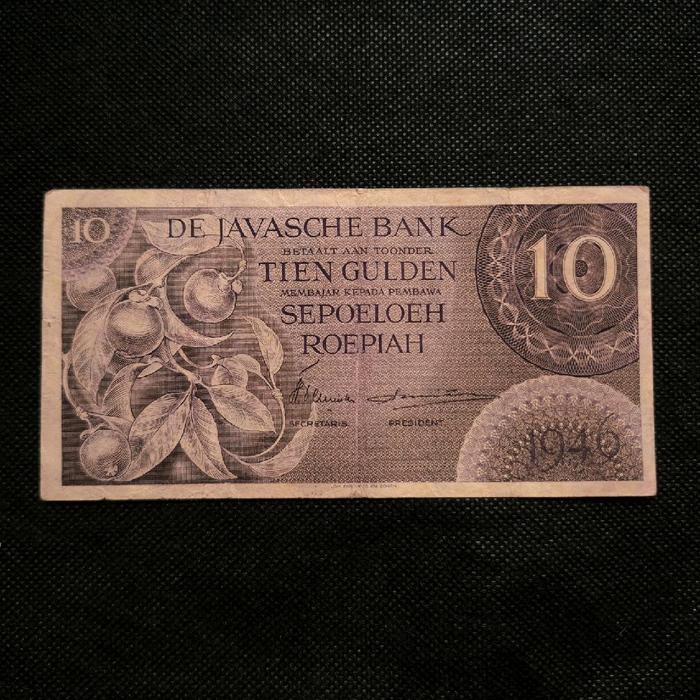 Uang Kuno 10 Gulden/Roepiah Federal Ungu/Violet tahun 1946 - HZO 101953