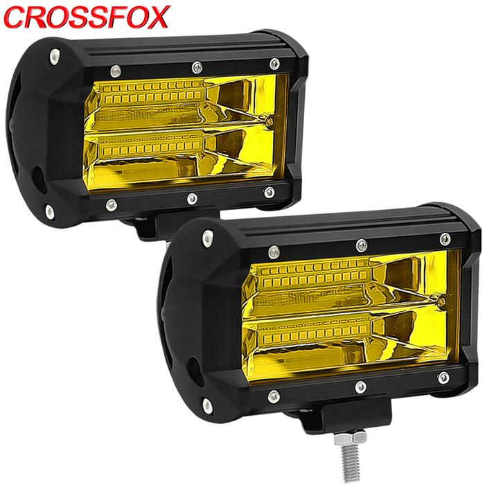 Fog Light 2 Pcs Yellow Led Bar Driving Lamp Offroad Work Light Bar